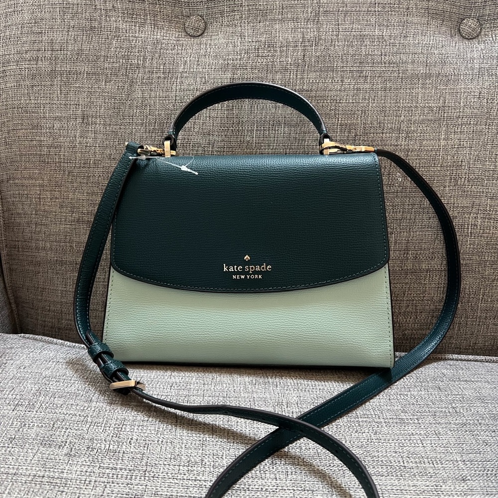 Kate Spade Darcy Top Handle Multi Colour Block Seawater Green Satchel Bag